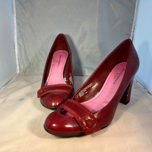Red Patent/Faux Suede Mary Jane Pumps Size 7